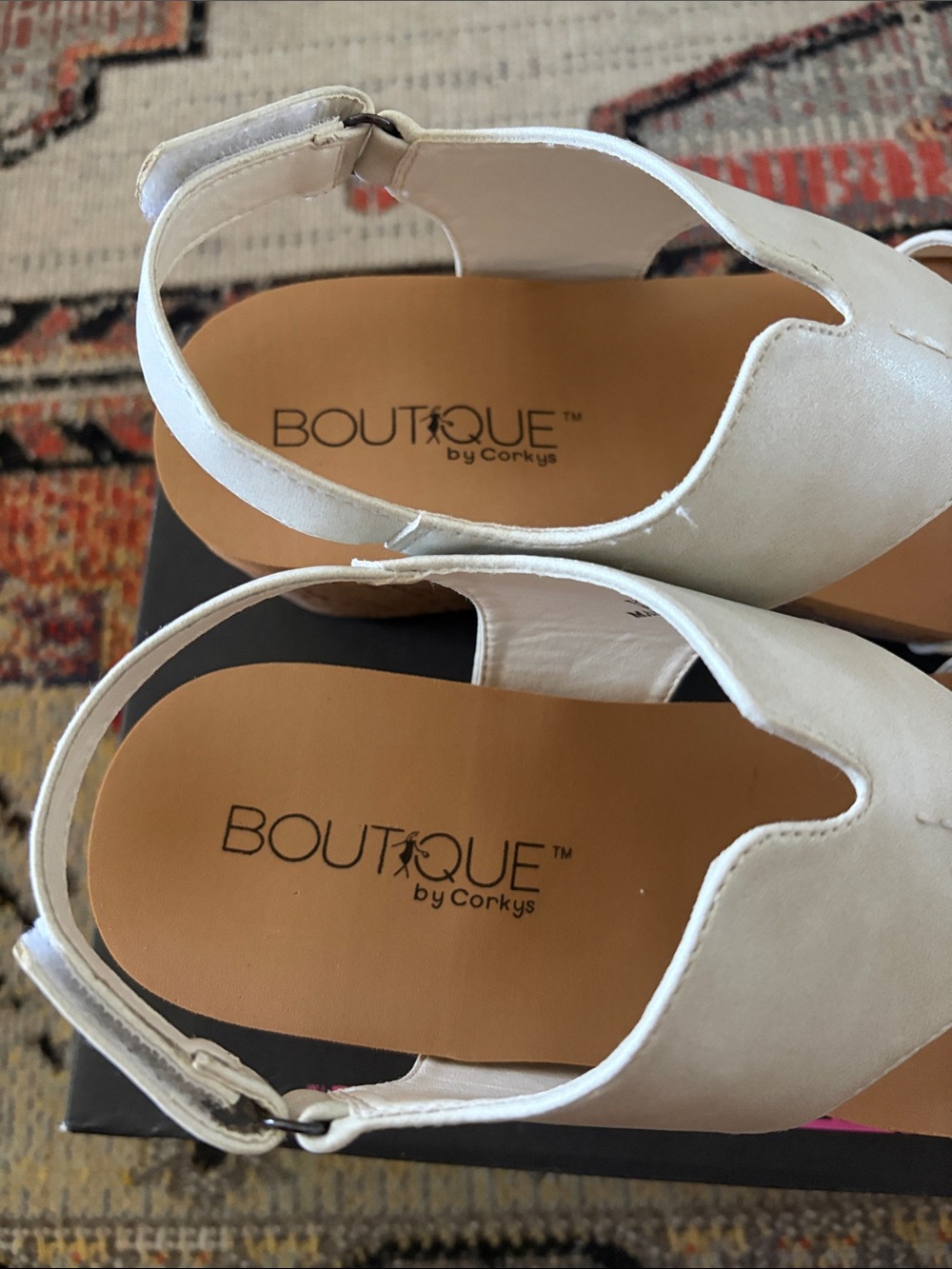 Corkys White/Off-White Slingback Comfort Sandals - Picture 2 of 7
